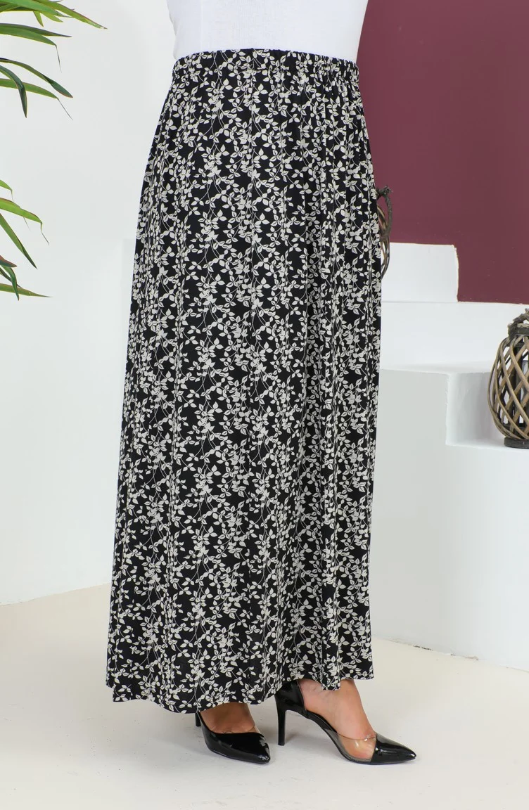 سيفا ميرفي Plus Size Pieced Viscose Skirt 4360F-02 Black