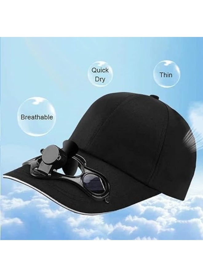 Solar Fan Hat | Summer Hat with Fan to Keep Cool, Solar Powered Fan Hat, Baseball Golf Hat Cools Your Face in the Hot Sun and Summer, Black - Image 2