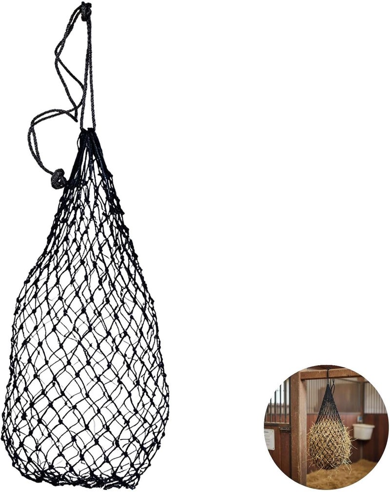 2 Pcs Slow Feed Hay Mesh Bags for Livestock Alpacas, Horses, 40 in Sturdy Nylon Forage Dispenser, Black, 2 in Holes, Minimizes Waste, Supports Optimal Feeding, Hay Net - Image 2