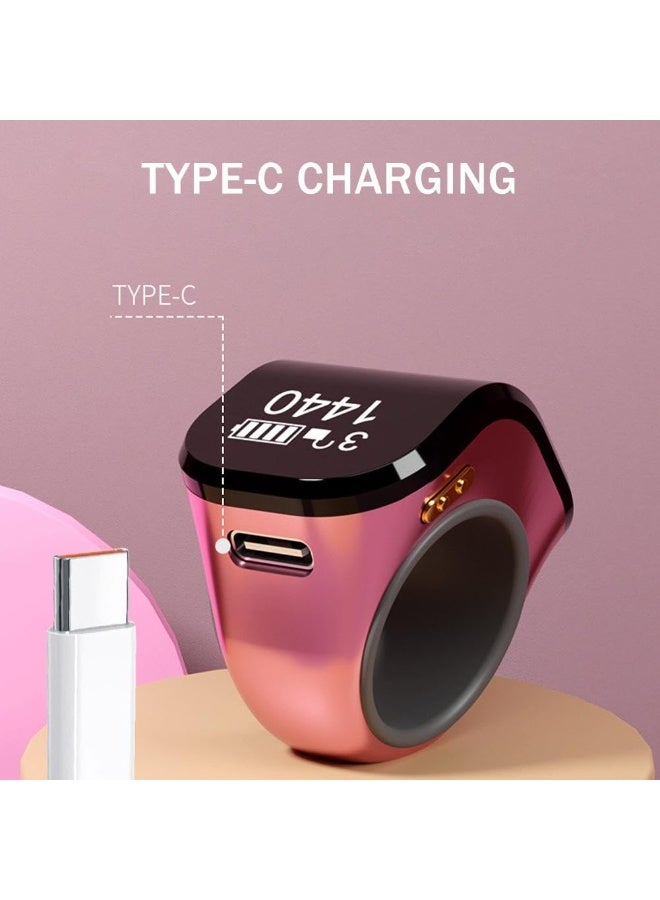 Finger Counter Clicker Rings, Digital Finger Zikr Smart Rings, Electronic Finger Counter, Adjustable Type-C Sports Counting Prayer Counter (Black) - Image 5