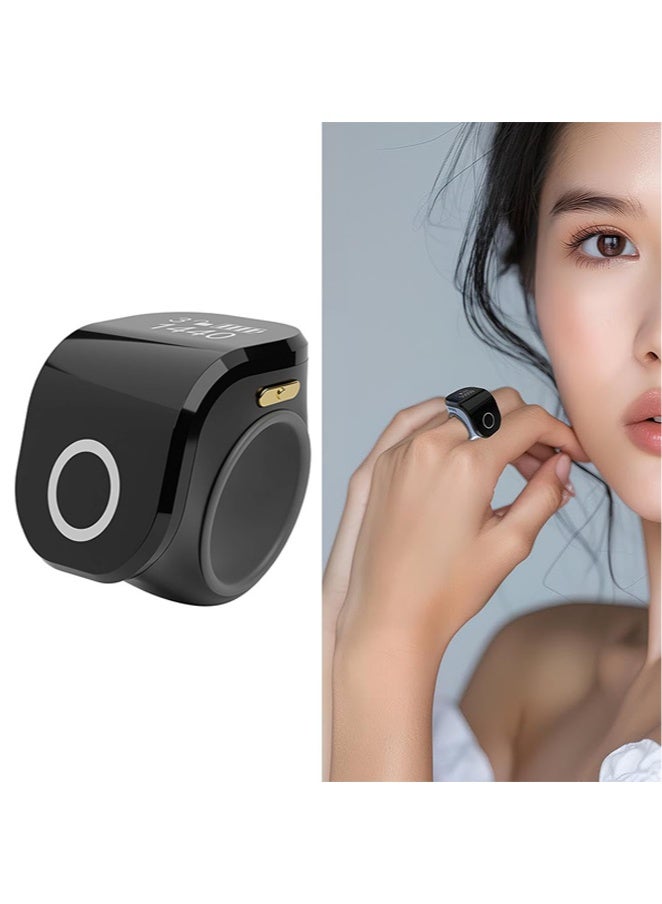 Finger Counter Clicker Rings, Digital Finger Zikr Smart Rings, Electronic Finger Counter, Adjustable Type-C Sports Counting Prayer Counter (Black) - Image 2