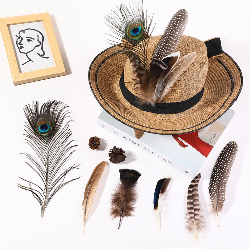 Holmgren 24pcs Natural Feathers Bulk - 6 Styles Assorted Peacock, Pheasant, Turkey Feathers for Craft DIY Jewelry Hat Wedding Home Party Decoration - Image 5