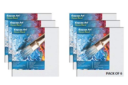 Eascan Art Painting Drawing and Sketch Accessories Medium Grain Artist's Painting Canvas Board Pack of 6 (5X 5) - Image 1