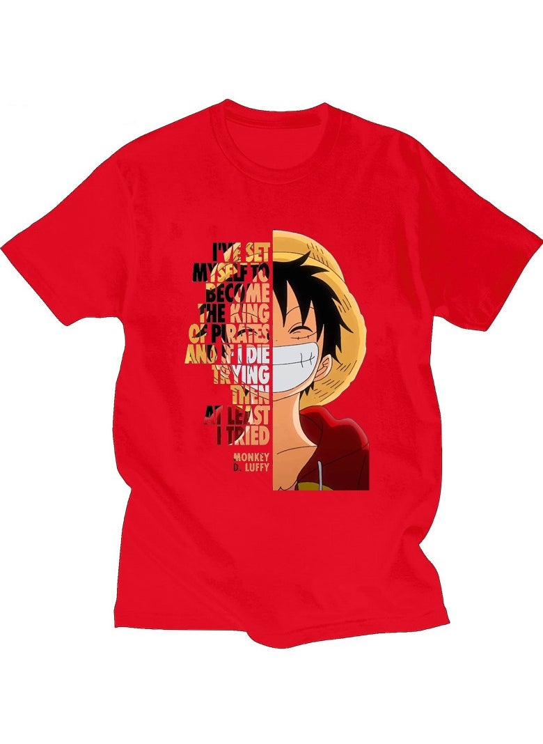 KUYING Summer One Piece Luffy Cartoon Printed T-shirt  - Image 1