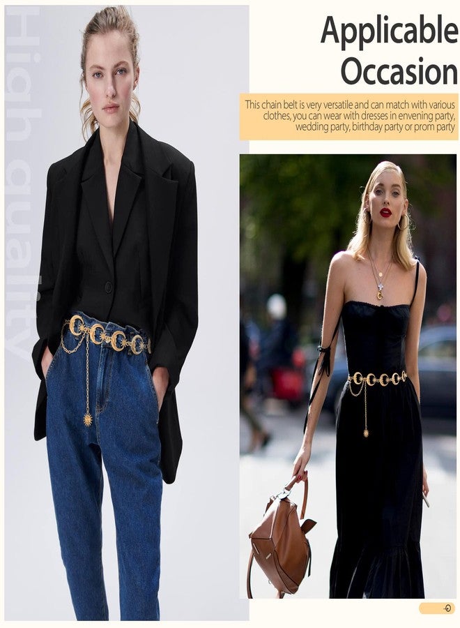 FIORETTO Chain Belt for Women Metal Waist Chain Fashion Multilayer Chain Belts for Dress, Gold, One size - Image 4