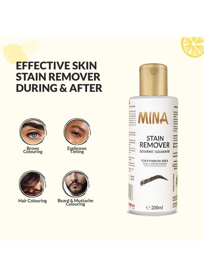 MinaiBrow مزيل البقع MINA، يزيل بلطف الشعر ولون الصبغة من الجلد حول الحواجب 200 مل - Image 2