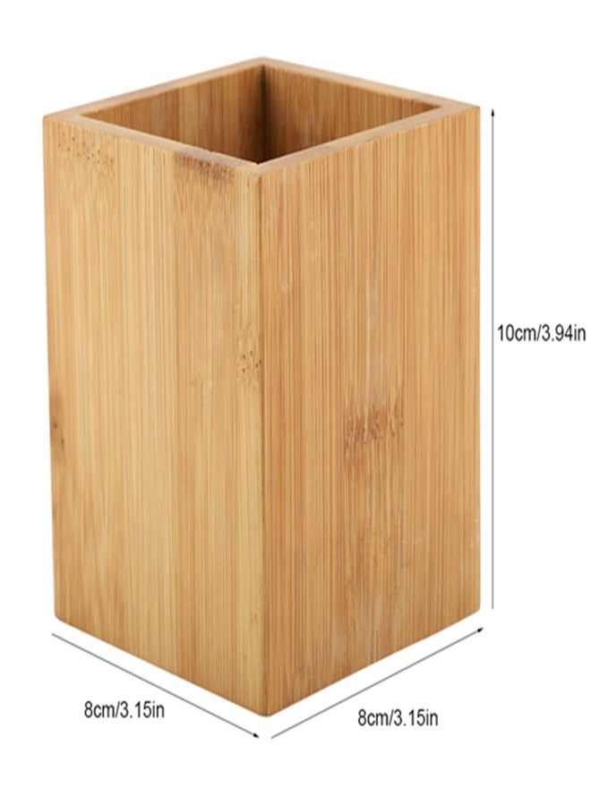 Milltrip Bamboo Wood Desk Pen Pencil Holder, Multi Purpose Use Pencil Cup Pot Desk Organizer, 3.15x3.15x3.94in Bamboo Pen Cup Holder, Pencil Cases Wood Pens Hlolder for Office School and Home Use - Image 3