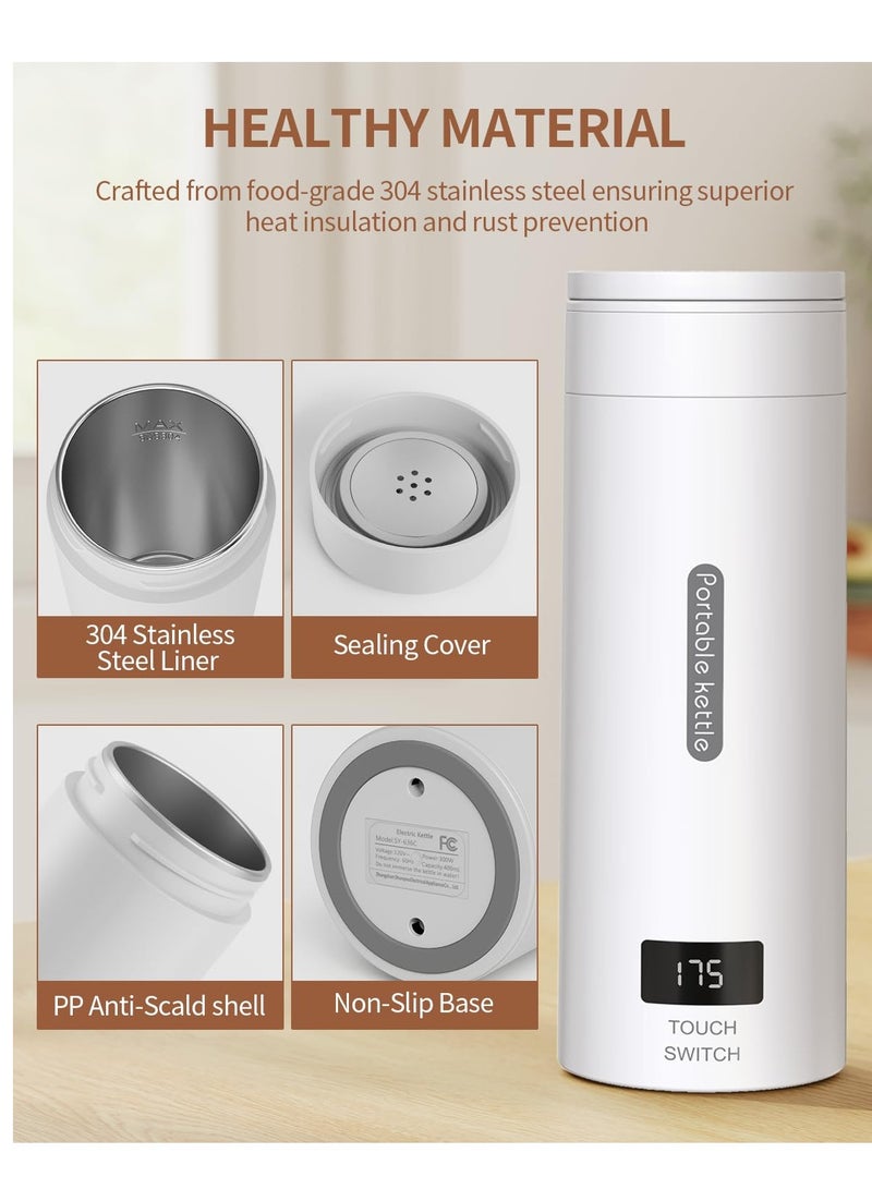 Travel Portable Kettle Small Mini Coffee Tea Kettle One Cup Hot Water Maker with Auto Shut-Off Stainless Fast Water Boiler with Four-Speed Temperature Adjustmen  - Image 4