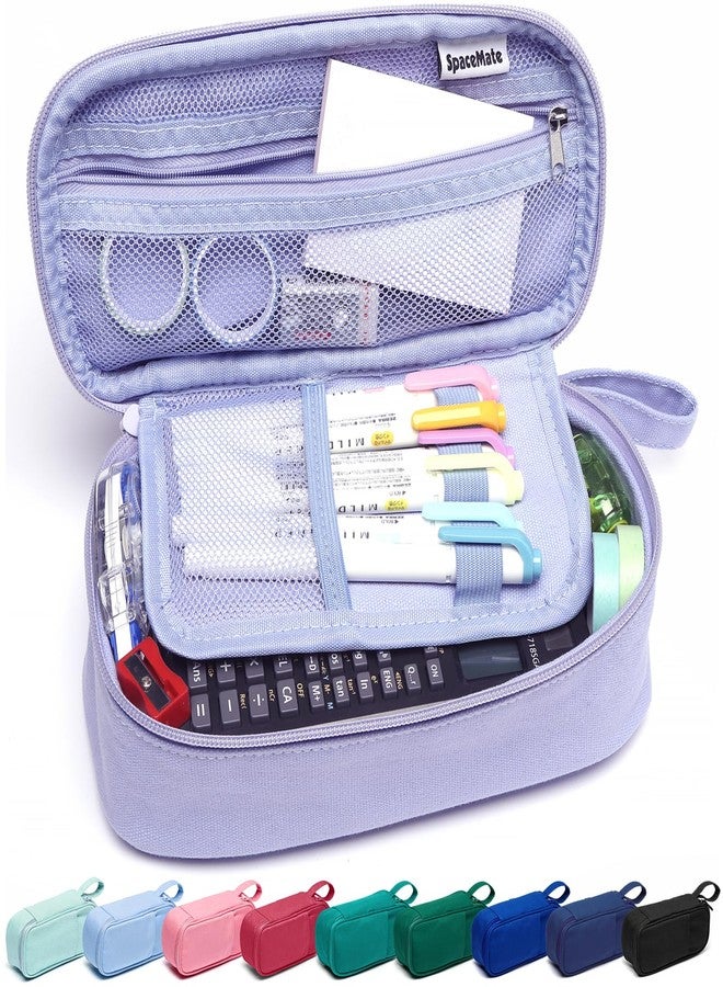 SPACEMATE Pencil Case Pouch Box Bag School Supplies Girls Boys Kids, Cute Preppy Stuff Large Big Capacity Aesthetic Pen Organizer, Back to College Stationary, Coal Black, Heavy Duty Canvas, 1800ml - Image 1