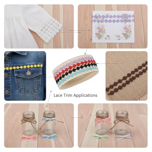 AIETSYEI Colorful Lace Trim 15 Colors Embroidery Lace Trim Floral Craft Lace for Sewing, DIY Craft, Clothes Decoration, Home Decor (15 * 1 Yards) - Image 4