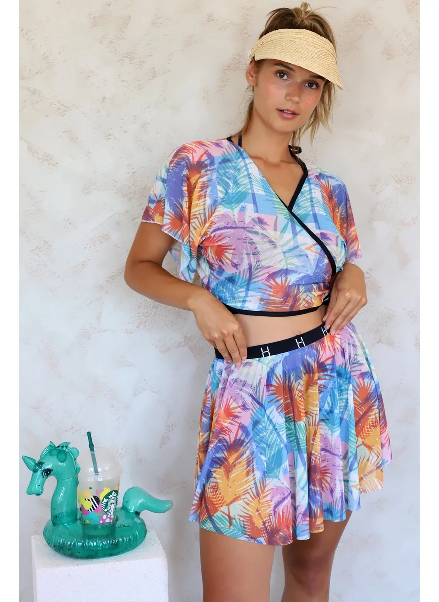 Hamur Dough Pareo Skirt Summer Beach Swim Skirt H Waist Elastic Chiffon Tulle Fabric Coconut Color Std