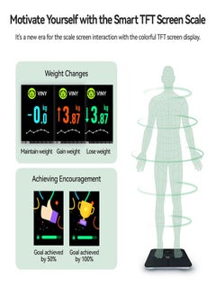OTOMATE Personal Smart Body Scale Upto 180Kg 0.1Kg Bluetooth Large Tft Colour Screen Accurate Weight Tracking Monitors Heart Rate Tracks Body Fat Easy App Sync Google Fit, Apple Health, Fitbit Full Body Report Automatic Profile Identification  - Image 3