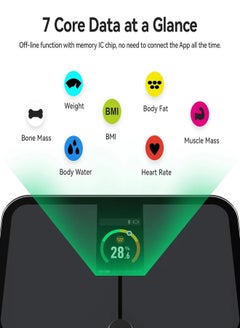 OTOMATE Personal Smart Body Scale Upto 180Kg 0.1Kg Bluetooth Large Tft Colour Screen Accurate Weight Tracking Monitors Heart Rate Tracks Body Fat Easy App Sync Google Fit, Apple Health, Fitbit Full Body Report Automatic Profile Identification  - Image 4