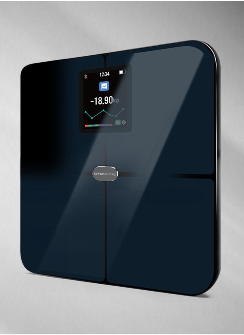 OTOMATE - Personal Smart Body Scale Upto 180Kg 0.1Kg Bluetooth Large Tft Colour Screen Accurate Weight Tracking Monitors Heart Rate Tracks Body Fat Easy App Sync Google Fit, Apple Health, Fitbit Full Body Report Automatic Profile Identification - Image 1
