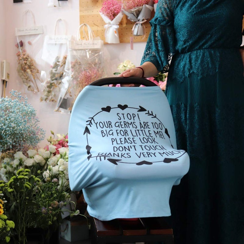 Metplus غطاء مقعد السيارة للرضع، وشاح ميتبلس للرضاعة الطبيعية قابل للتنفس وناعم ومرن - غطاء مقعد السيارة متعدد الاستخدامات لحامل الرضع، هدية استحمام للأطفال للأولاد والبنات... (رمادي) - Image 3