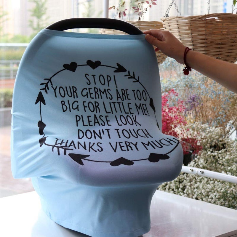 Metplus غطاء مقعد السيارة للرضع، وشاح ميتبلس للرضاعة الطبيعية قابل للتنفس وناعم ومرن - غطاء مقعد السيارة متعدد الاستخدامات لحامل الرضع، هدية استحمام للأطفال للأولاد والبنات... (رمادي) - Image 4