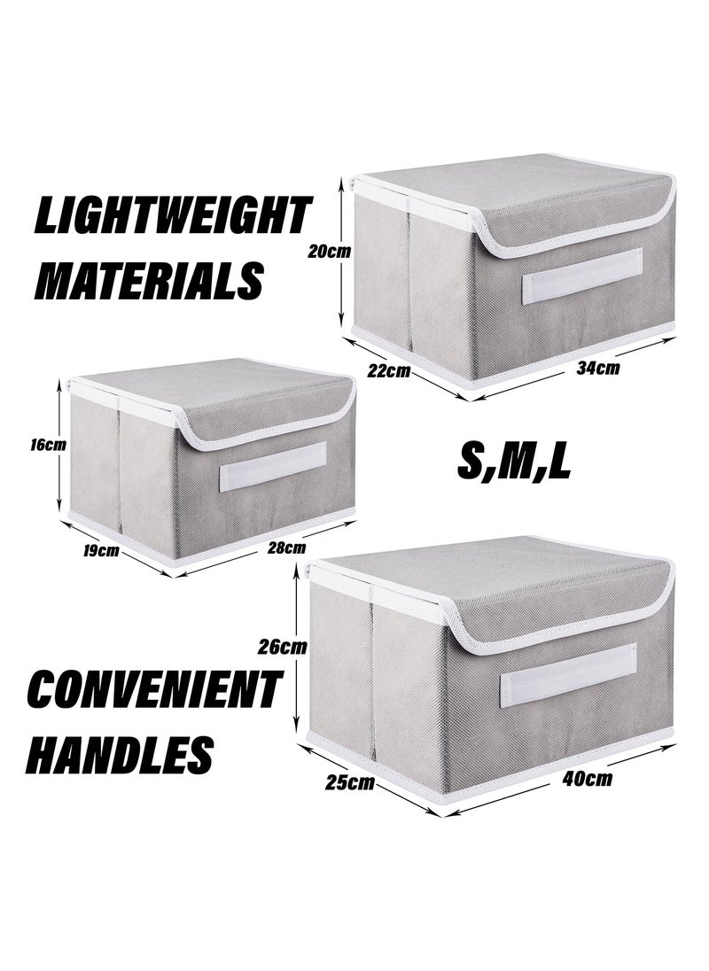 Kuber Industries Kuber Industries Drawer Storage Box | Plain Dhakkan Storage Box For Toys | Non-Woven Clothes Organizer | Storage Box with Handle | S | M | L | Pack of 3 | Gray  - Image 4