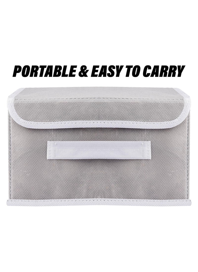 Kuber Industries Kuber Industries Drawer Storage Box | Plain Dhakkan Storage Box For Toys | Non-Woven Clothes Organizer | Storage Box with Handle | S | M | L | Pack of 3 | Gray  - Image 2