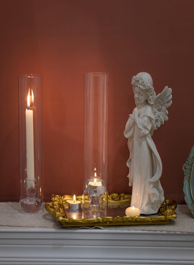 طقم حامل شموع زجاجي شفاف بطول 11.8 بوصة، مناسب للشموع المدببة، مثالي لتزيين طاولات حفلات الزفاف والمناسبات. - Image 4