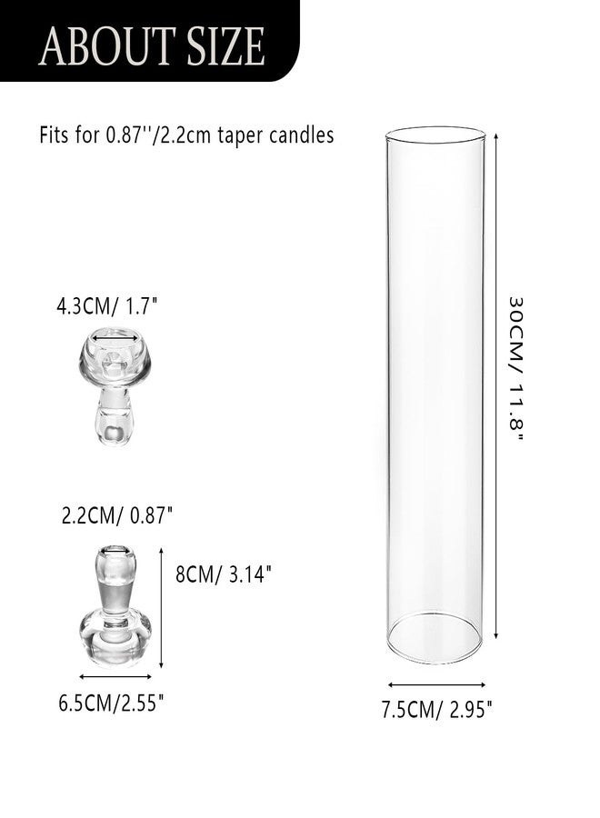 طقم حامل شموع زجاجي شفاف بطول 11.8 بوصة، مناسب للشموع المدببة، مثالي لتزيين طاولات حفلات الزفاف والمناسبات. - Image 5