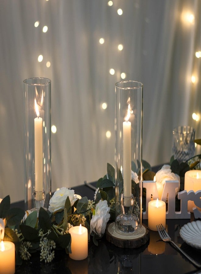 طقم حامل شموع زجاجي شفاف بطول 11.8 بوصة، مناسب للشموع المدببة، مثالي لتزيين طاولات حفلات الزفاف والمناسبات. - Image 2