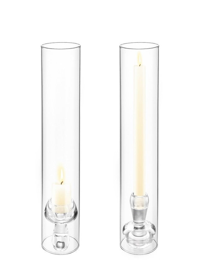 طقم حامل شموع زجاجي شفاف بطول 11.8 بوصة، مناسب للشموع المدببة، مثالي لتزيين طاولات حفلات الزفاف والمناسبات. - Image 1