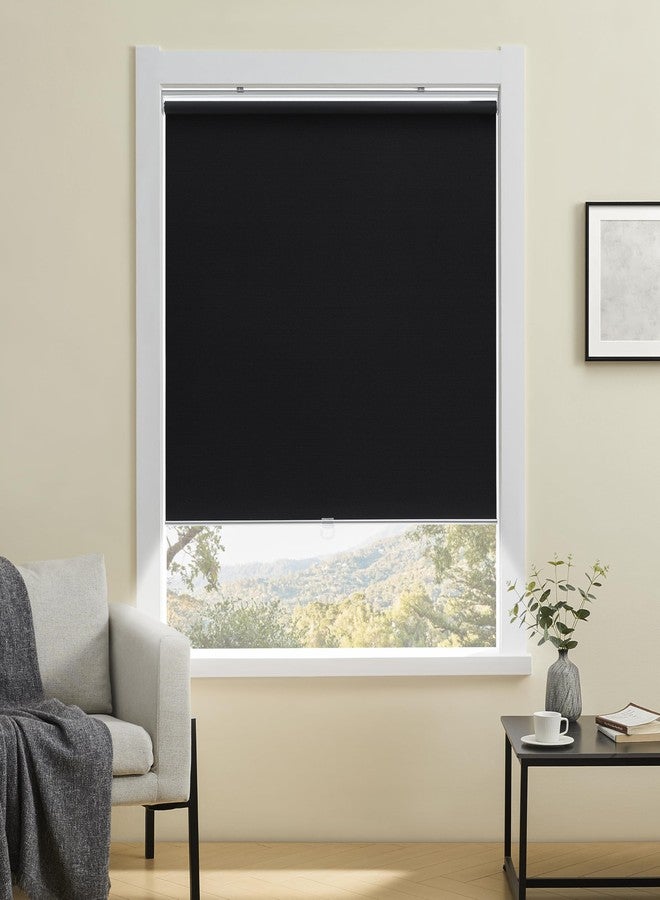 TOVALOR Cordless 100% Blackout Roller Shades for Windows,UV Protection Pull Down Shades,Room Darkening Door Blinds Thermal Insulated Fabric for Home Office and Bedroom(14" W x 72" H,Black) - Image 3