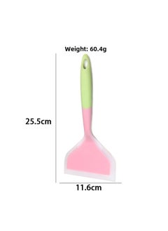 Silicone Jade Burning Shovel Non-Stick Special Shovel Thick Egg Burning Shovel Silicone Fried Shovel Wide Stick Shovel Fried Egg Shovel-Color:Green Pink
