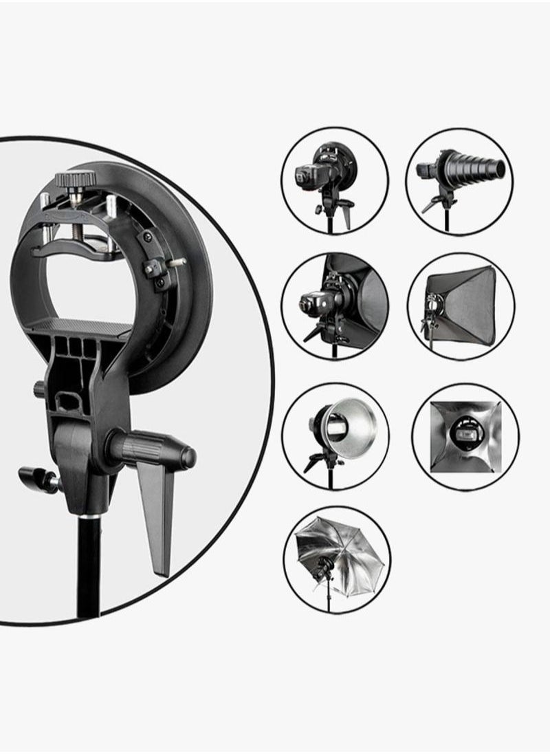Generic - Pro S-Type Bowens Bracket Mount Holder For Speedlite Flash Snoot Softbox Black - Image 1
