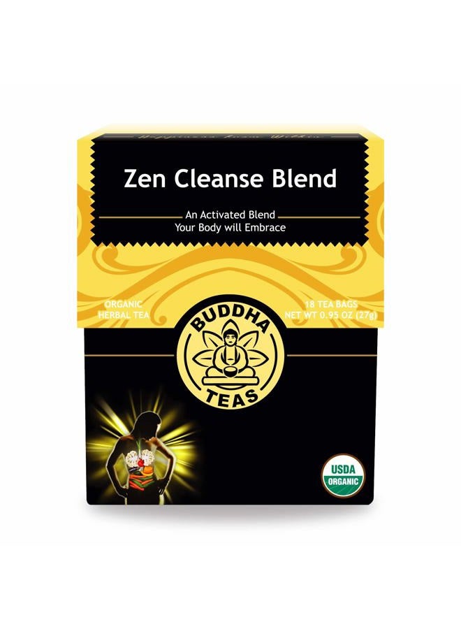 BUDDHA TEAS خليط تنظيف زين العضوي - معتمد من OU كوشير، عضوي من وزارة الزراعة الأمريكية، CCOF، 18 كيس شاي خالي من التبييض - Image 1