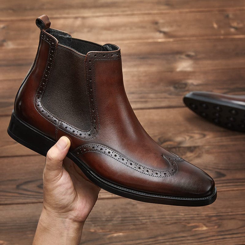 FRASOICUS Men's Chelsea Boots Genuine Leather Dress Boots, 15 - Image 4