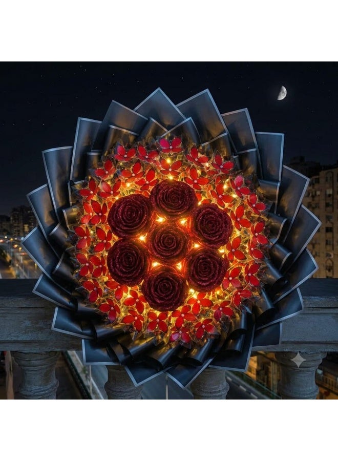 Luxury Red Rose Bouquet with LED Lights – Elegant Romantic Gift for Every Occasion - Image 1