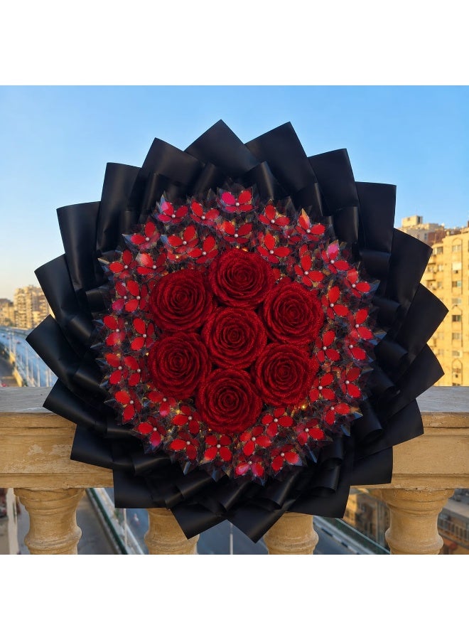 Luxury Red Rose Bouquet with LED Lights – Elegant Romantic Gift for Every Occasion - Image 2