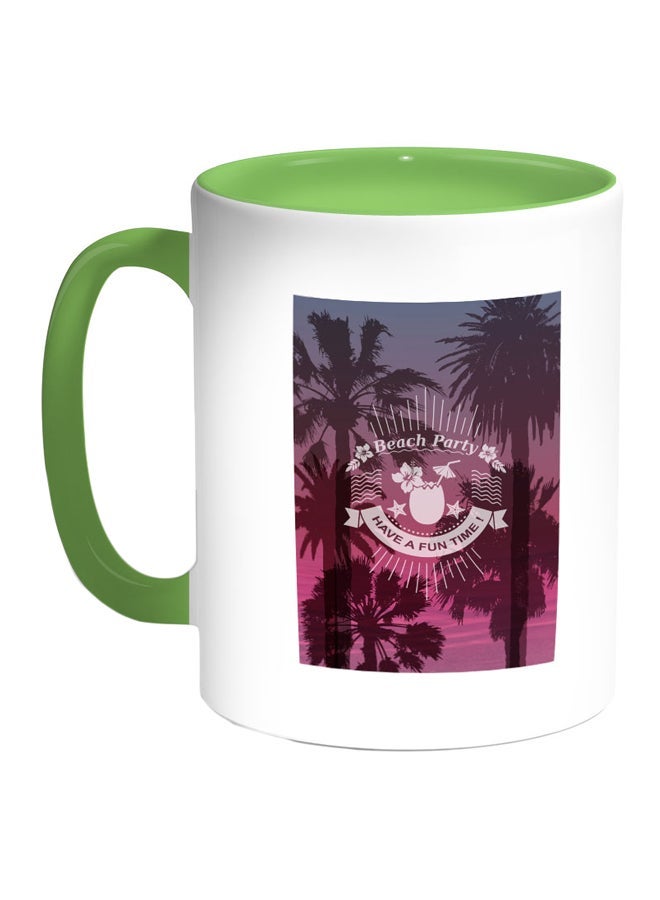 RYN Beach Party Printed Coffee Mug Blue/White/Green 11ounce