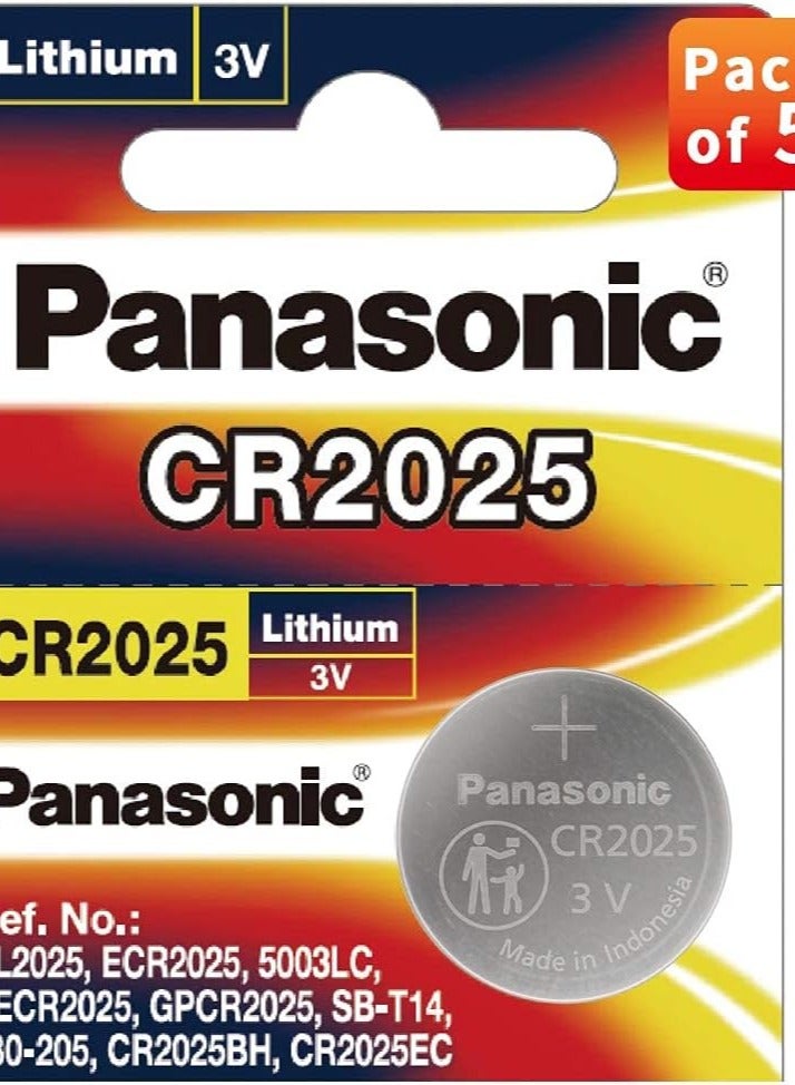 Panasonic 5-Pieces Panasonic CR2025 Lithium 3V Indonesia Batteries