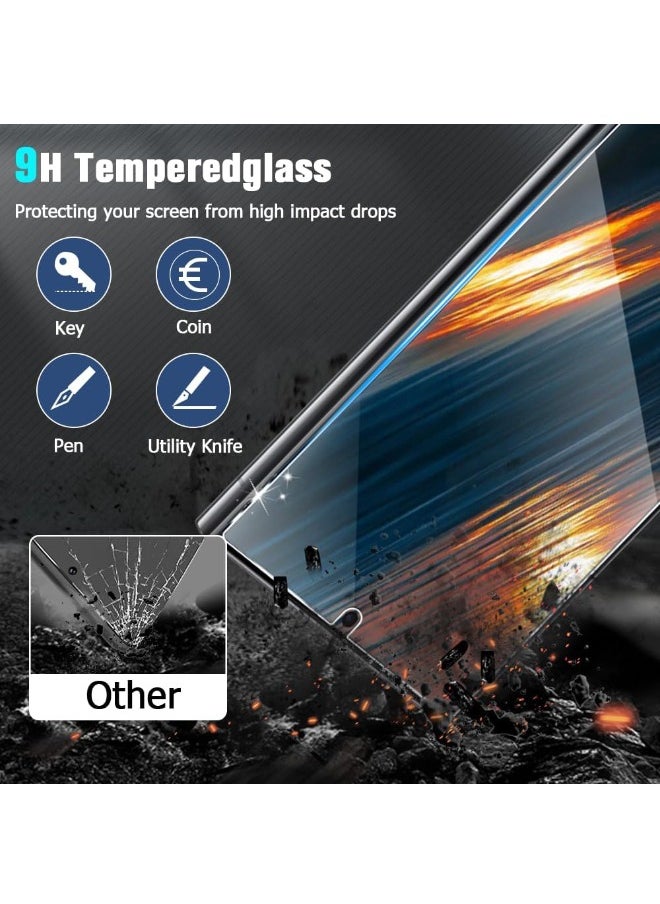 Glass 【2+2 Pack】2 PCS Samsung Galaxy S24 Ultra Screen Protector + 2PCS Camera Lens Screen Protector Set, 9H Hardness, Support Fingerprint, Ultra Thin HD Glass Film (Boxed, Included Installation Tools)  - Image 4