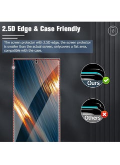Glass 【2+2 Pack】2 PCS Samsung Galaxy S24 Ultra Screen Protector + 2PCS Camera Lens Screen Protector Set, 9H Hardness, Support Fingerprint, Ultra Thin HD Glass Film (Boxed, Included Installation Tools)  - Image 5