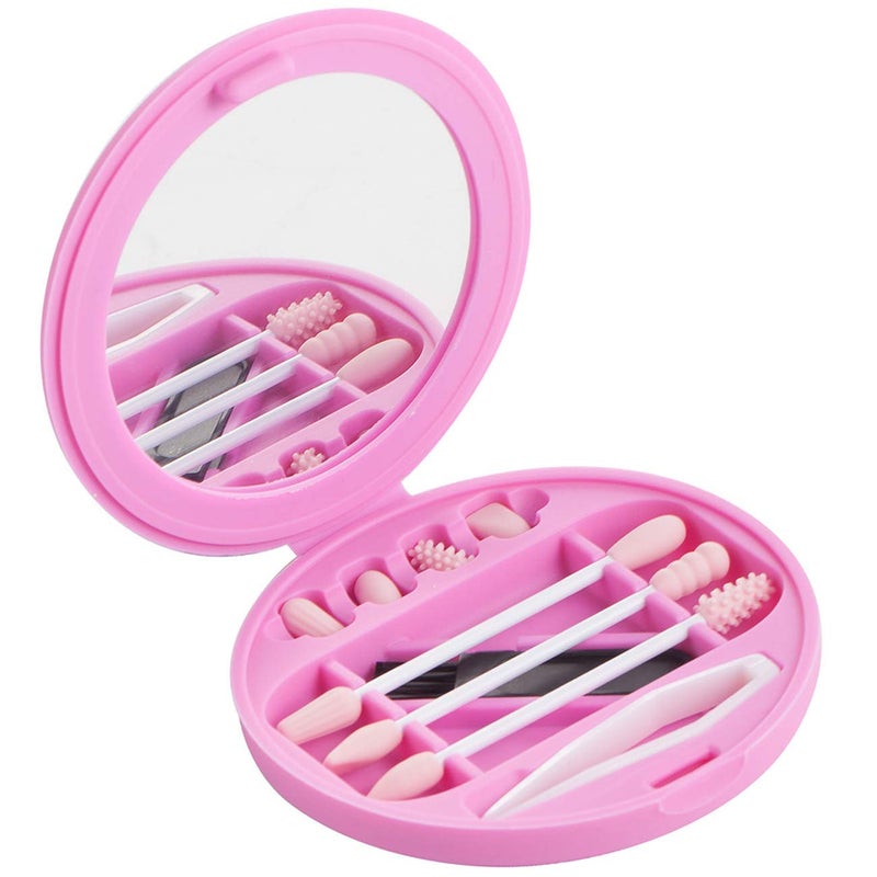 Strogem Reusable Cotton Swabs with 1 Mirror for Makeup Application and Cleaning Multifunctional Portable Washable Silicone QTip pink