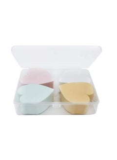 SYBL 4PCS Heart-shaped Beauty Makeup Sponge Facial Foundation Liquid Powder Dry and Wet Use Blender Puff Cosmetics Blush Applicators With Storage Box for Women Girls Color Random 
