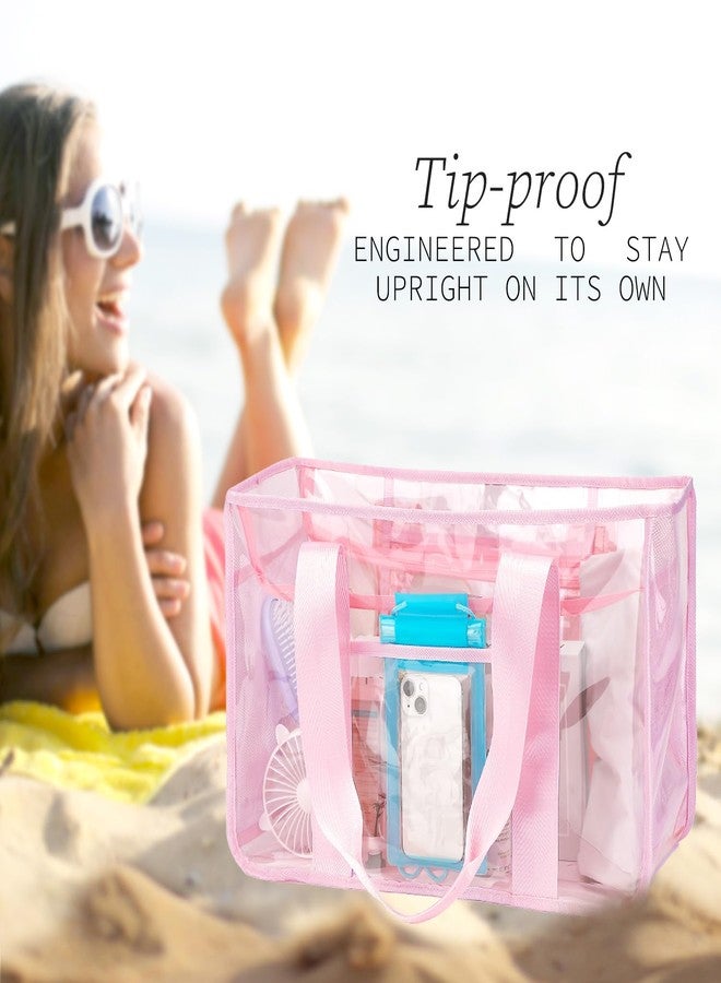 Fammart Iridescent Clear Beach Bag for Women, Large Pool Tote Cruise Vacation Essentials - Waterproof, Zipper Closure, Small - Iridesent Pink, Large - Image 5