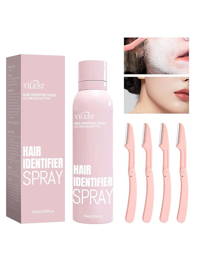 YILEST Hair Identifier Spray for Face Shaving, Hair Identify Dermaplaning Spray with 4 Razors for All Skin and Hair Type, Moisturizing Face Hair Identifier Spray  - Image 1