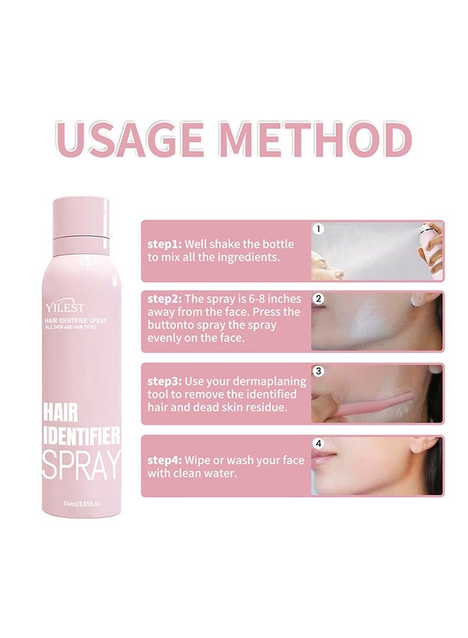 YILEST Hair Identifier Spray for Face Shaving, Hair Identify Dermaplaning Spray with 4 Razors for All Skin and Hair Type, Moisturizing Face Hair Identifier Spray  - Image 5