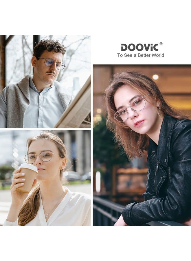 DOOViC 3 Pack Fashion Metal Frame Reading Glasses Blue Light Blocking Anti Eyestrain Spring Hinge Computer Readers for Women Men 1.75 Strength - Image 2