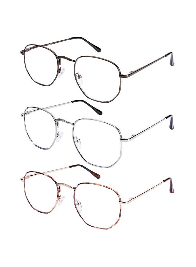 DOOViC 3 Pack Fashion Metal Frame Reading Glasses Blue Light Blocking Anti Eyestrain Spring Hinge Computer Readers for Women Men 1.75 Strength - Image 1