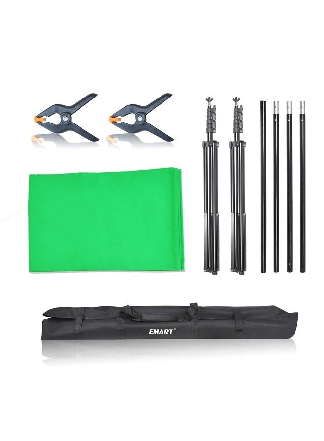 EMART Photo Video Studio 8.5 x 10ft Green Screen Backdrop Stand Kit, Photography Background Support System with 10 x12ft 100% Cotton Muslin Chromakey Backdrop - Image 2