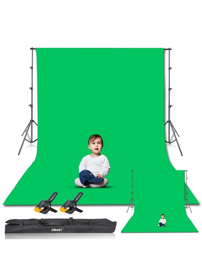 EMART Photo Video Studio 8.5 x 10ft Green Screen Backdrop Stand Kit, Photography Background Support System with 10 x12ft 100% Cotton Muslin Chromakey Backdrop - Image 1