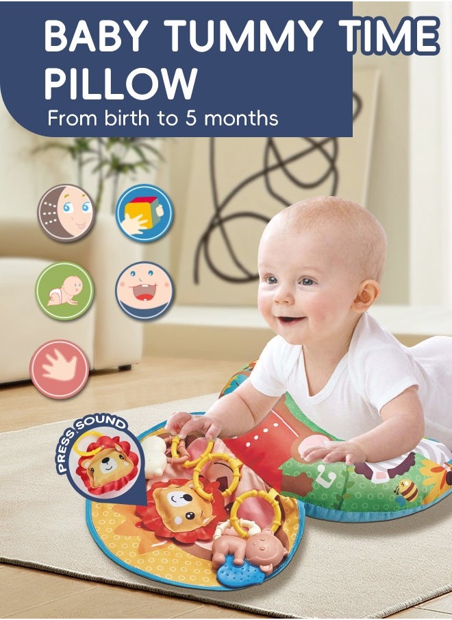 Soft Touch Baby Tummy Time Pillow Sensory Animal Baby Pillow Baby Play Mat Kids Discovery Pillow with Removable Sounds and Teether Toys Interactive Gift for Infants 0-6 Months  - Image 3