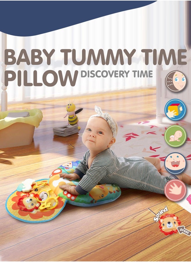 Soft Touch Baby Tummy Time Pillow Sensory Animal Baby Pillow Baby Play Mat Kids Discovery Pillow with Removable Sounds and Teether Toys Interactive Gift for Infants 0-6 Months  - Image 4