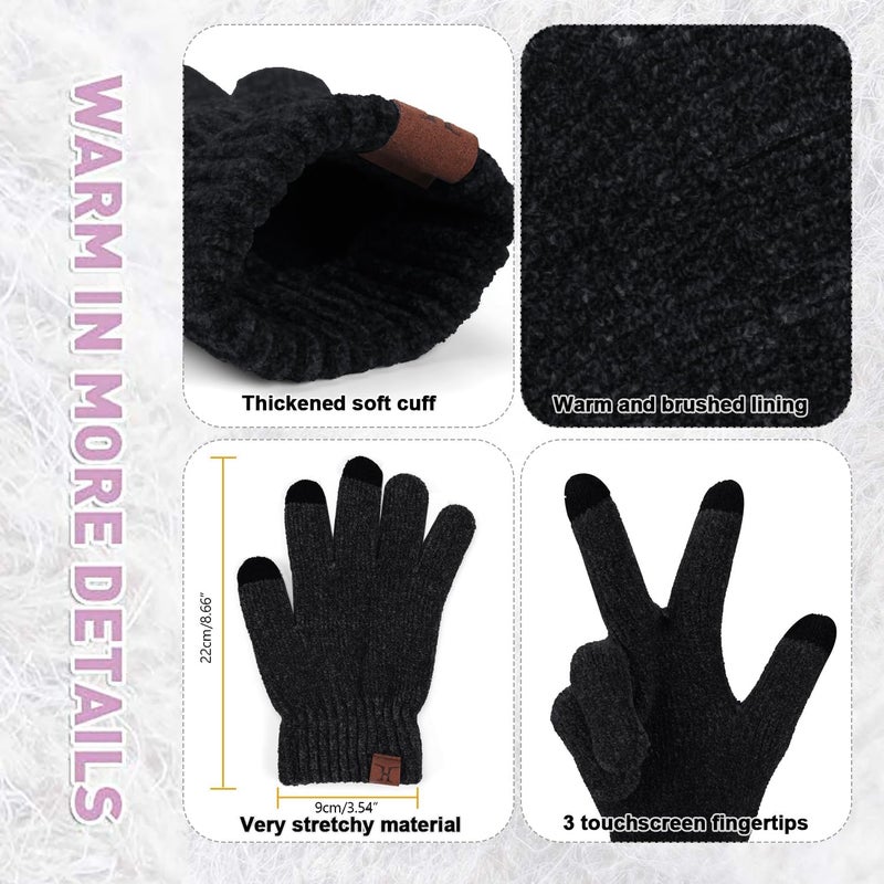 AQOTHES Womens Winter Knit Warm Hat Beanie Long Scarf Touch Screen Gloves Set Skull Caps Neck Scarves for Women - Image 4