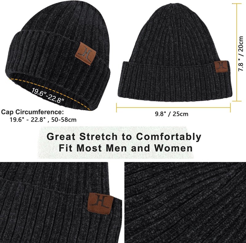 AQOTHES Womens Winter Knit Warm Hat Beanie Long Scarf Touch Screen Gloves Set Skull Caps Neck Scarves for Women - Image 2